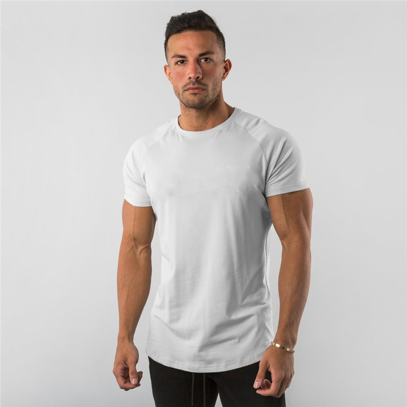 New Fashion Plain Tops Tees Fitness Mens T Shirt Short Sleeve Muscle Joggers Bodybuilding Tshirt Male Gym Clothes Slim Fit Shirt